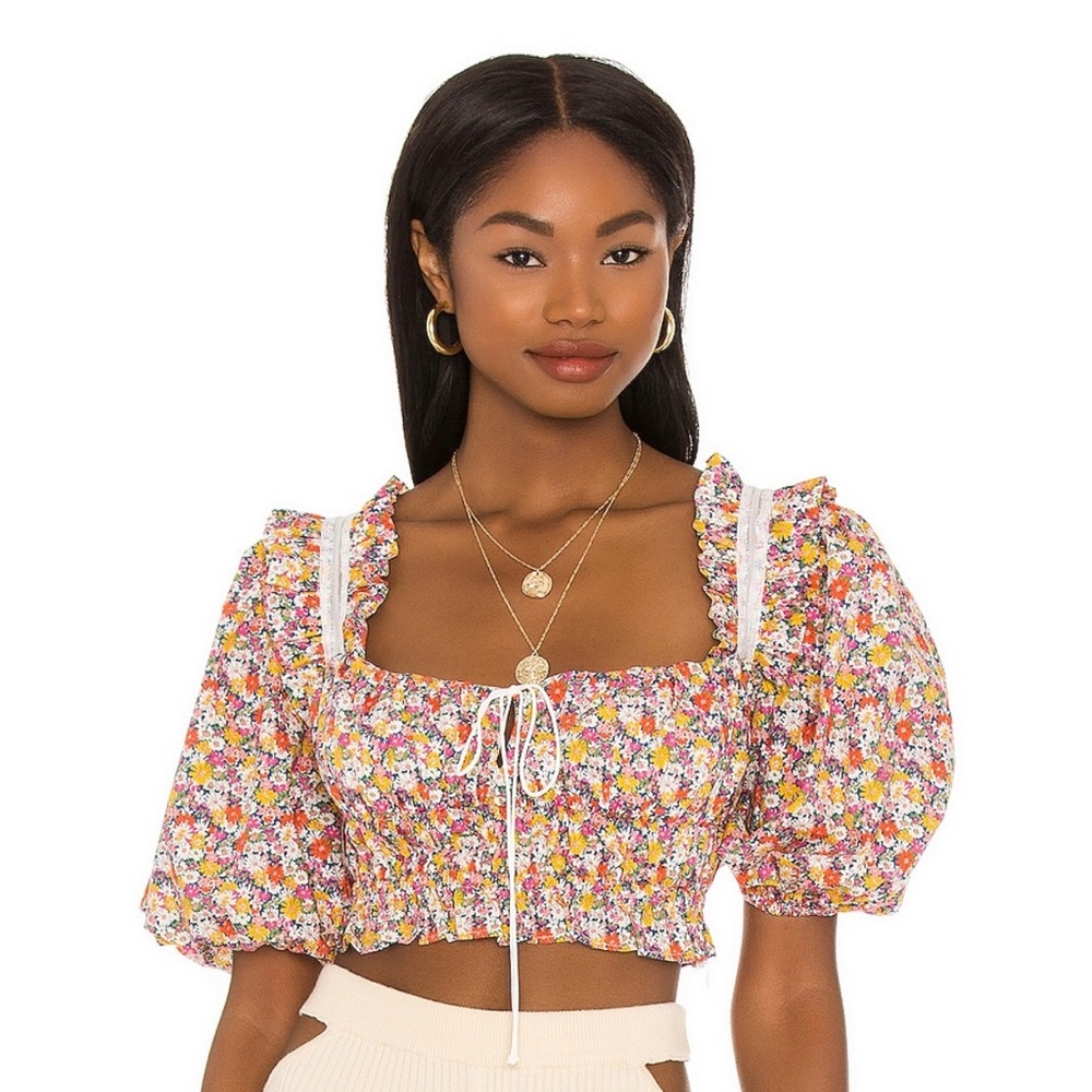 Libby Floral Pink Top By For Love & Lemons